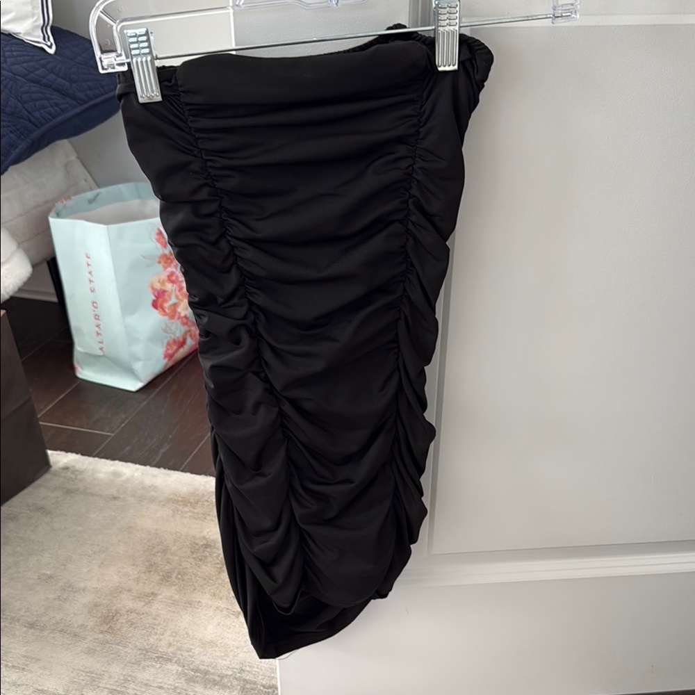 Altar'd State Black Ruched Mini Pencil Skirt
